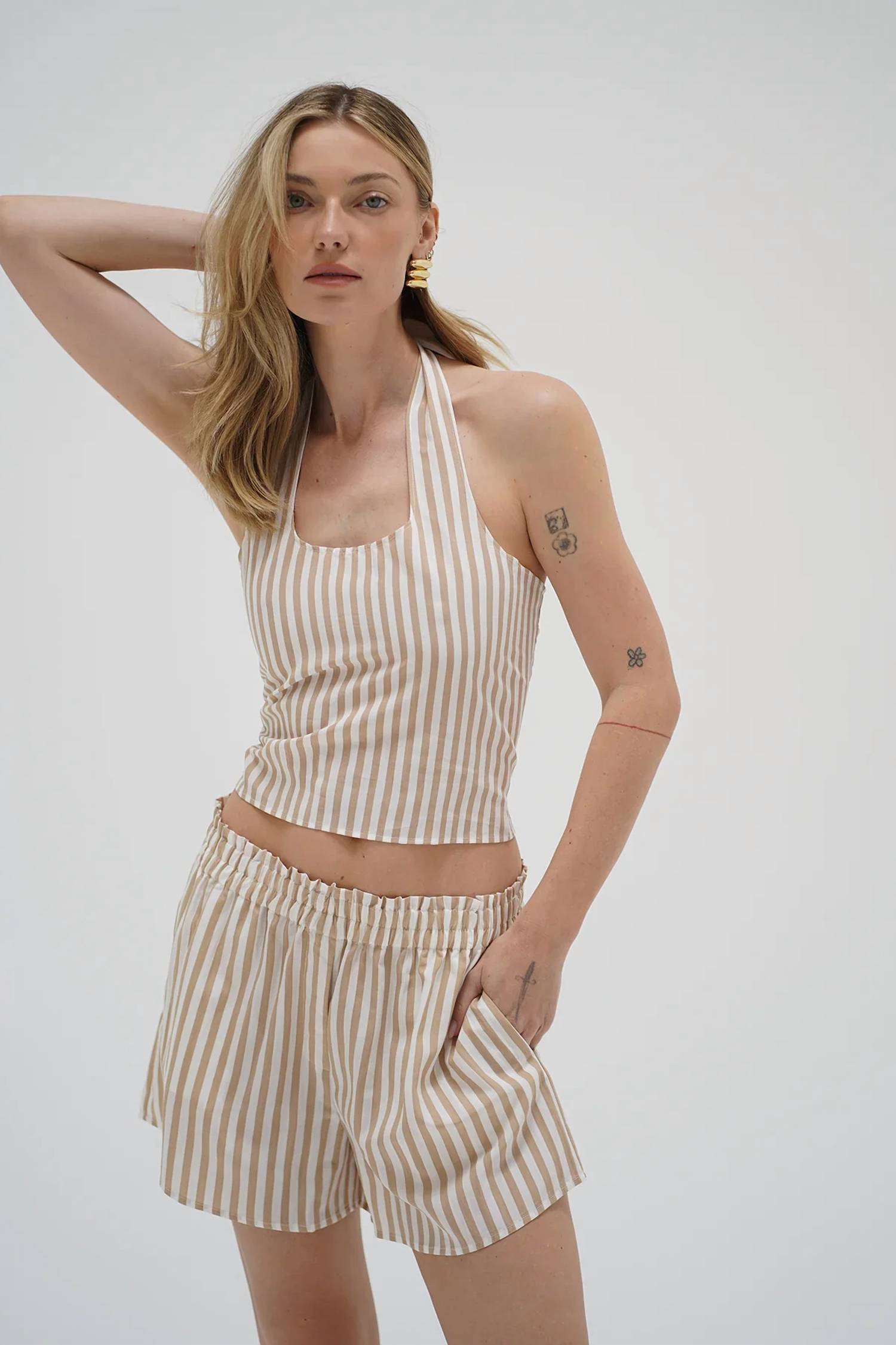 New Lna Lir Halter Top In Sandbar Stripe